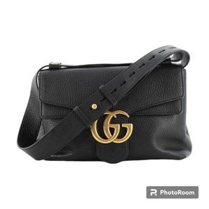 Gucci - Calfskin GG Marmont Shoulder Bag Black (401173)